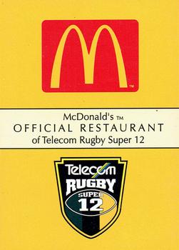 2001 McDonald’s Rugby Super 12 #NNO Reuben Thorne Back